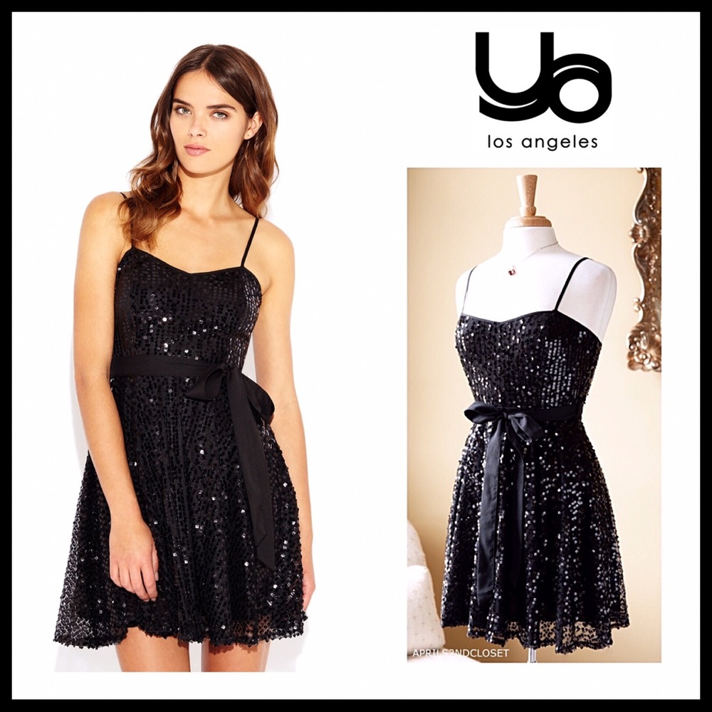 BLACK EMBELLISHED SEQUIN LBD COCKTAIL DRESS A3C - Picture 8 of 8